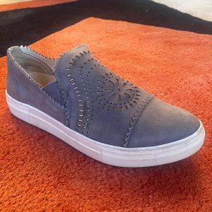 SIZE 9 Seychelles Gray Suede Fancy Slip On Sneakers Women's